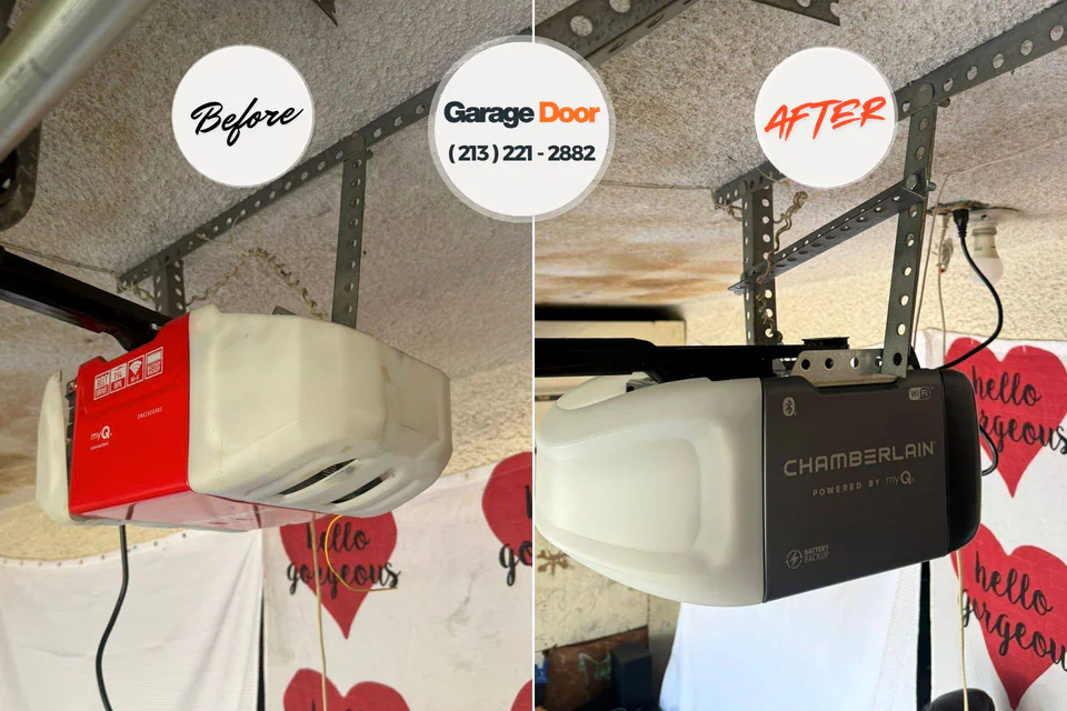 Before and after: garage door repair Guthrie, OK